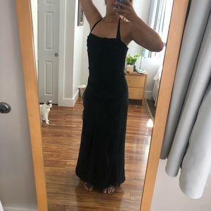 BlAck Silk Gown with Chiffon layering